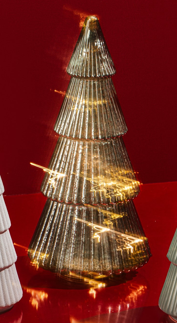 Black Glass Christmas Tree with Light