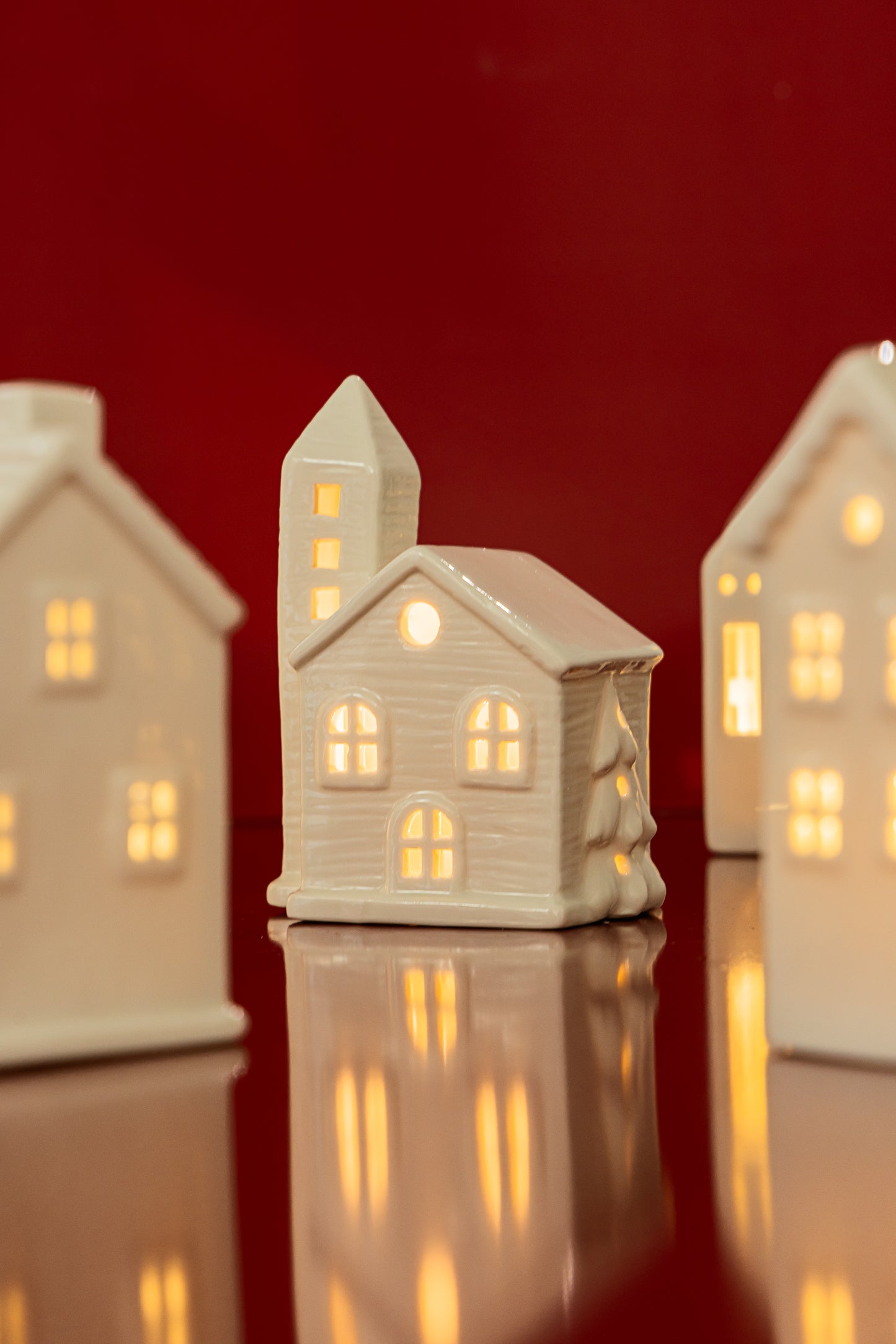 Ceramic White Homes with Light